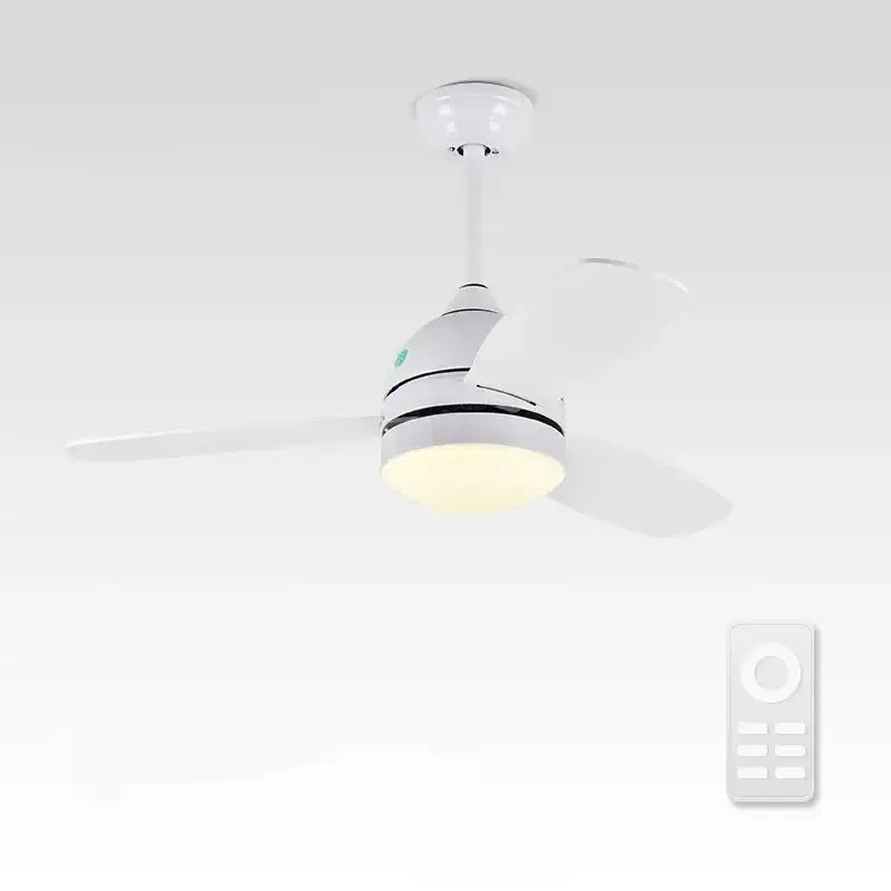 Modern white wood blades ceiling fan with three blades ceiling fans light and remote for bedroom use