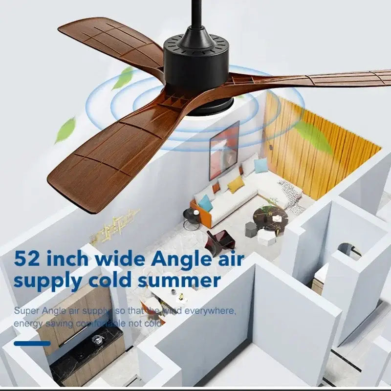 Modern dark bronze ceiling fan with brown wooden blades black hub led light and remote control for bedroom use