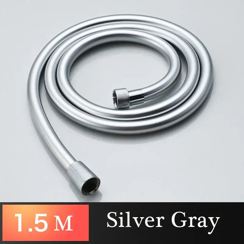 Silver gray 1.5-meter flexible shower hose with metallic finish and textured connectors for decorbites black bronze flexible replacement