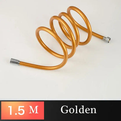 Golden 1.5-meter shower hose with metallic connectors in black bronze flexible design for bathroom hand shower replacement