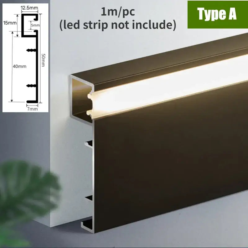 Decorbites™ 5cm dark brown led aluminium profile baseboard made of aluminium for surface mounted linear lighting