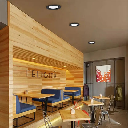DecorBites™ 5W led downlight bright recessed ceiling light installed on wooden wall paneling in home living room