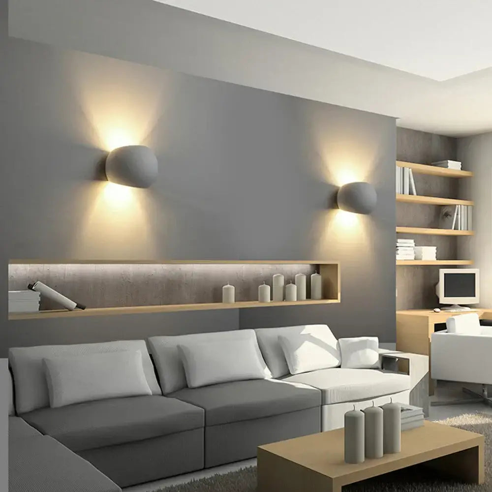 Modern gray led gypsum wall lamp decorbites with warm focused lighting for bedroom living room and kitchen use