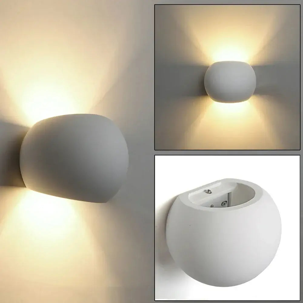 Decorbites 5w led gypsum wall lamp with white matte spherical design for bedroom living room and kitchen lighting