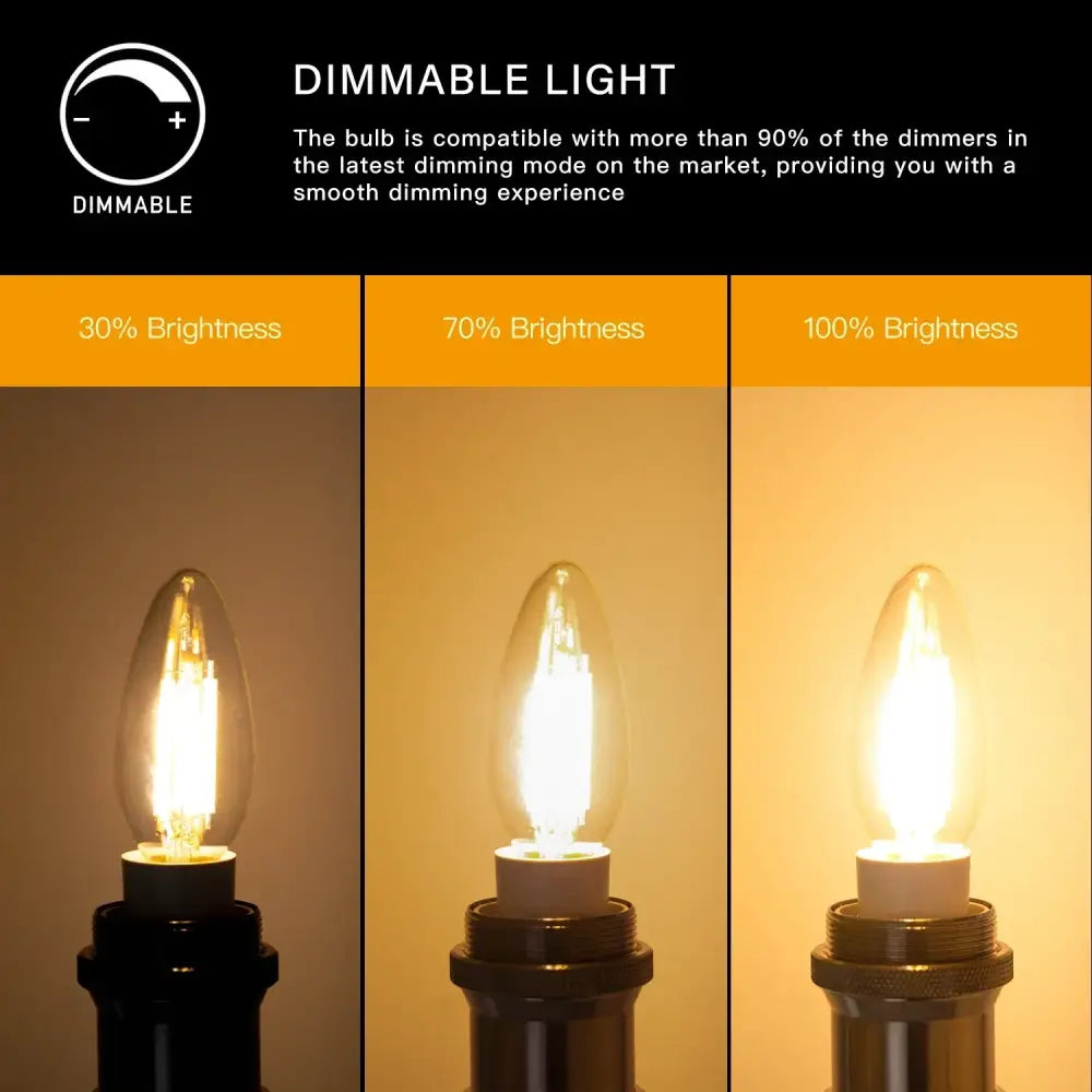 Decorbites™ 6.5w flame effect led bulb with clear glass and white ceramic base warm dimmable candle flame effect