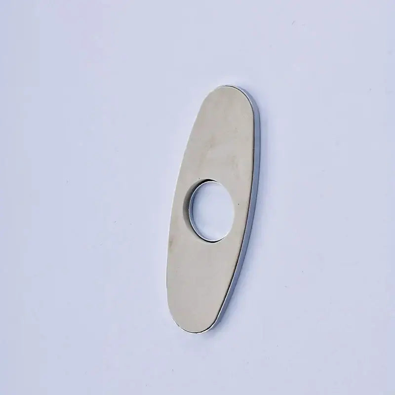 DecorBites™ 6 inch metallic deck plate cover with brushed finish and central hole for bathroom kitchen sink faucet