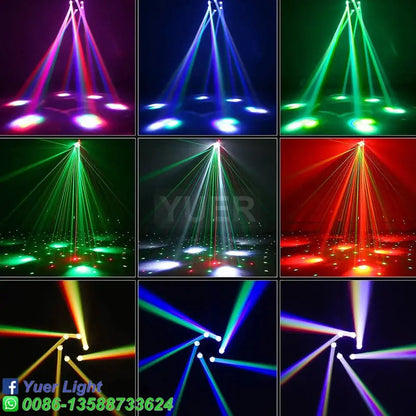 Decorbites 6-head moving beam light with rg laser strobe emitting vibrant multicolored beams for stage lighting effect