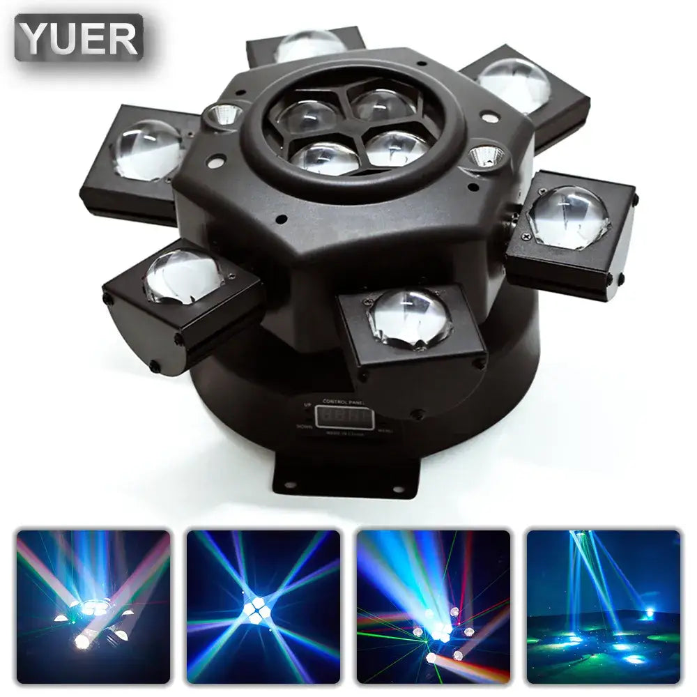 Black yuer DecorBites 6-head moving beam light with six adjustable heads and central control panel for stage lighting effect