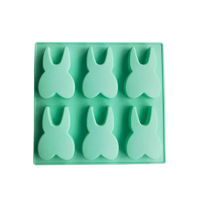 Mint green silicone mold bunny-shaped 6 hole tooth silicone mold for cake biscuit candy ice cube bakeware decorbites
