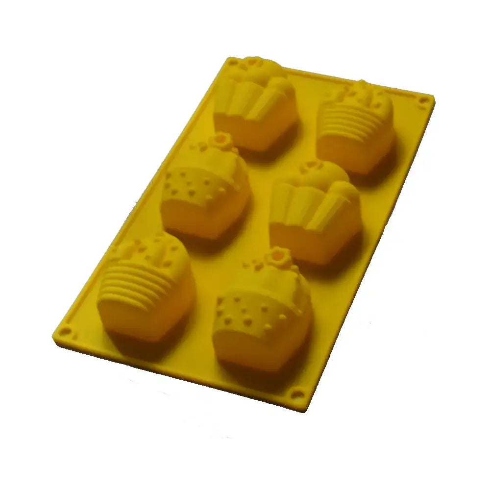 DecorBites™ bright yellow silicone ice cream cake mold with six cupcake cavities for kids birthday party use
