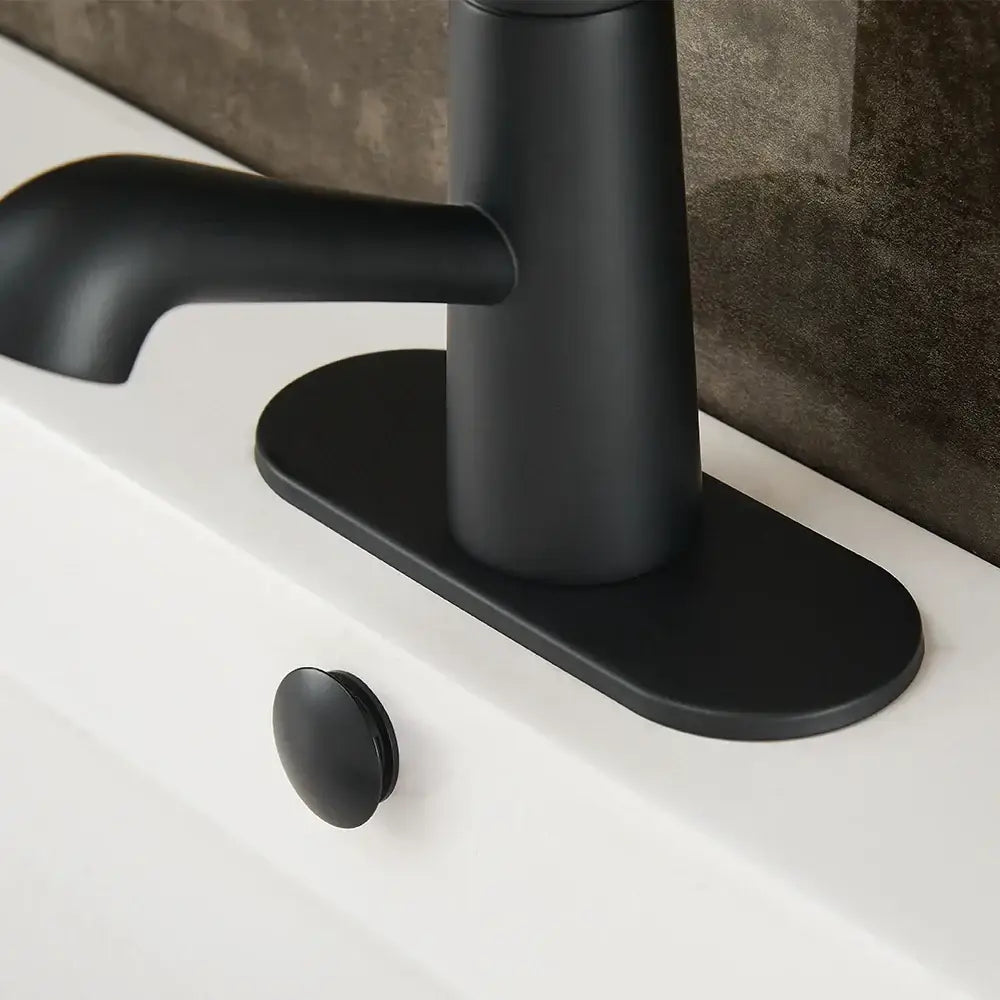 Decorbites™ 6 inch deck plate in black matte finish for bathroom faucet sink mounting escutcheon kitchen faucet accessories