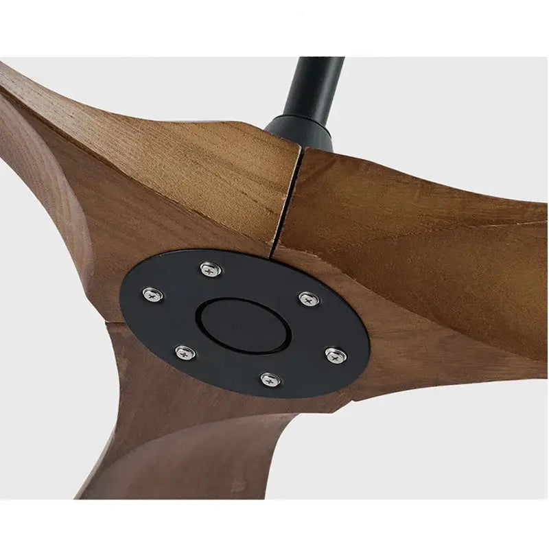 DecorBites 60 inch industrial vintage wood ceiling fan with remote control features dark brown wood blades and matte black hub