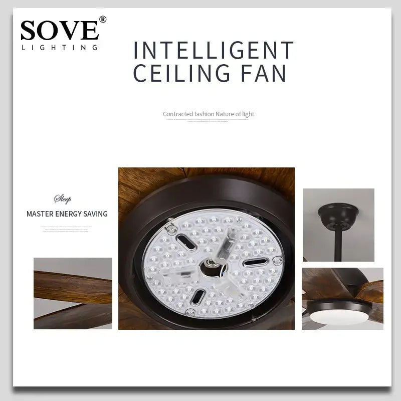 Decorbites 60 inch ceiling fan with solid wood blades dark bronze finish and remote control for intelligent lighting