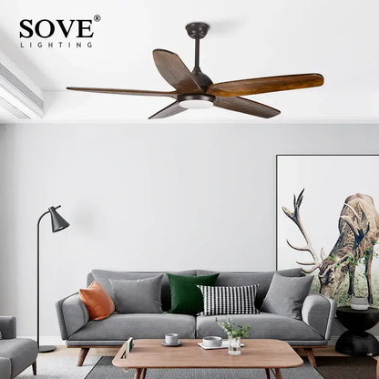 DecorBites™ 60 inch ceiling fan with solid wood blades dark bronze finish and remote control LED light 220v