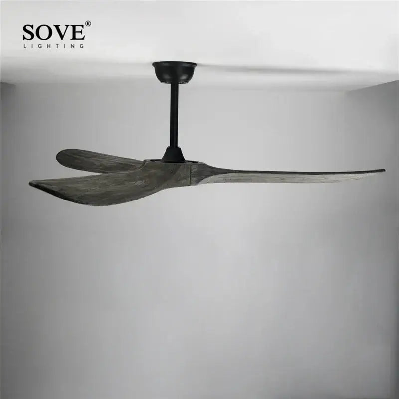 Sove lighting black finish ceiling fan with three rustic weathered wood blades vintage wood ceiling fan with remote control