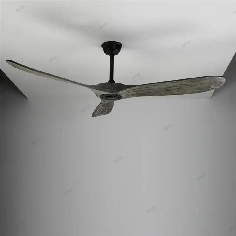 Modern decorbites 60 inch vintage wood ceiling fan with three weathered gray blades and matte black hub, no light, remote control