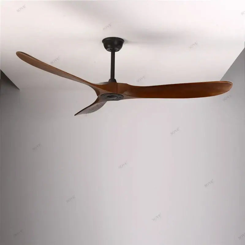Modern decorbites™ 60 inch vintage wood ceiling fan with three dark brown wooden blades and matte black hub wood ceiling fan