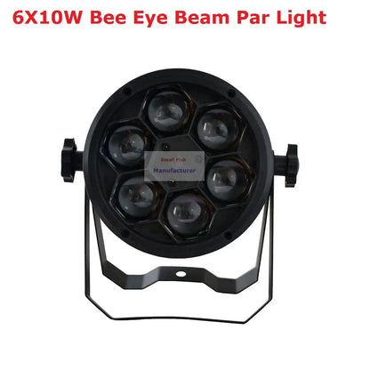 Black 60w bee eyes beam par light with six hexagonal lenses and mounting bracket for stage dj disco use