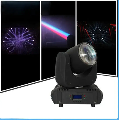 Black professional stage lighting fixture with angular design and clear lens housing for 60w super beam led moving use