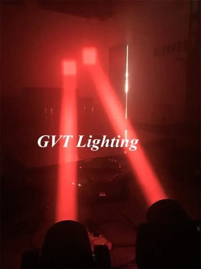 Red laser beams from DecorBites 60w super beam led moving head light project through a smoky atmosphere