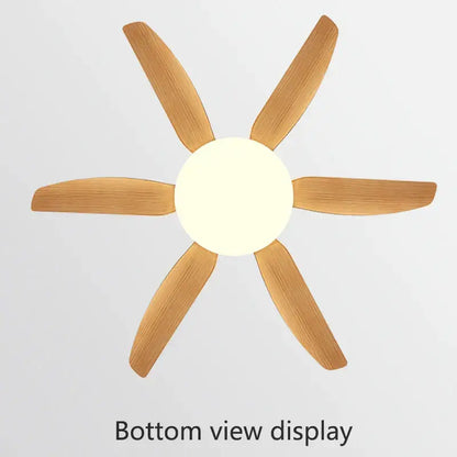 DecorBites 63 inch indoor ceiling fan light with six light wood finish blades and central circular fan light fixture