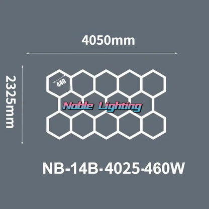 White led hexagrid light panel with modern geometric design and noble lighting branding 6500k led hexagrid system