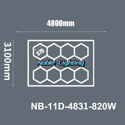 Noble lighting nb-11d-4831-820w white led hexagrid panel light with 6500k led for workshop gym studio use