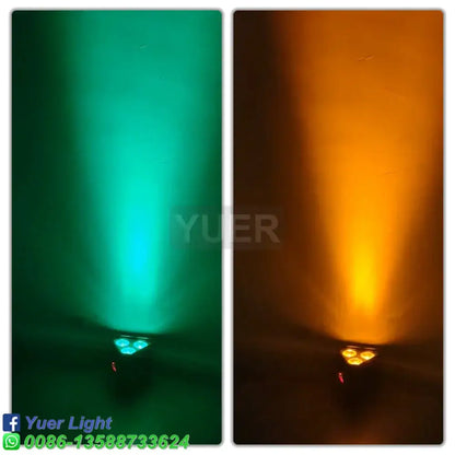 Decorbites™ 6in1 led par rgbwa uv wash light emitting focused green and orange beams for dj party stage use