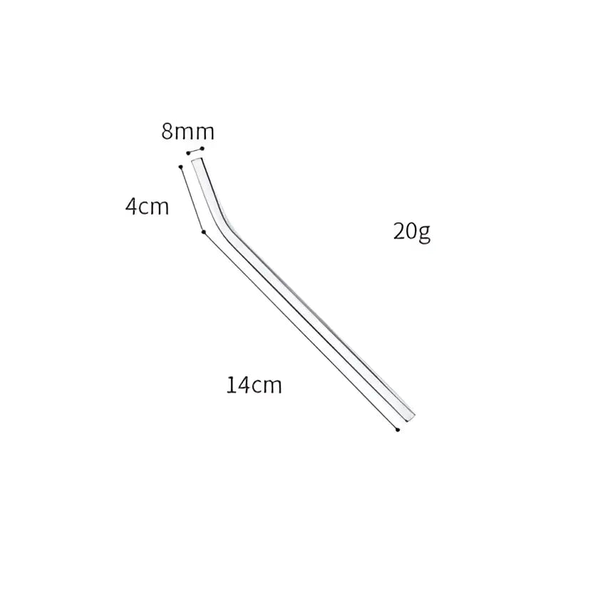 Clear glass curved juice straw by decorbites 14cm long 8mm diameter heat-resistant transparent juice straws