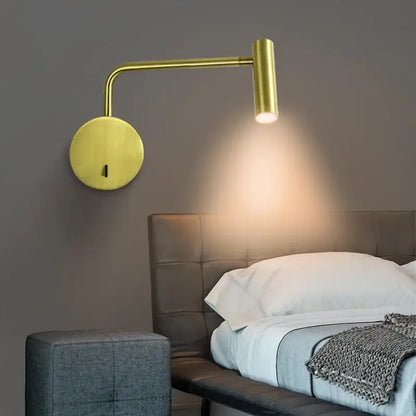 Decorbites 6w modern led wall lamp with gold finish adjustable arm and circular base for home and hotel reading light