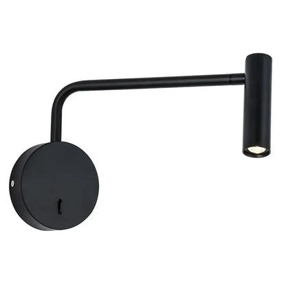 Black matte-finished decorbites™ modern led wall lamp with adjustable reading light and sleek cylindrical head