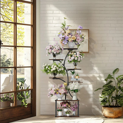 Black wrought iron decorbites™ 7 tier tree plant stand display rack for multi-tiered floral plant stand display