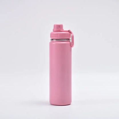 Pink decorbites™ 750ml stainless steel insulated sports water bottle with textured grip and screw-on lid with loop