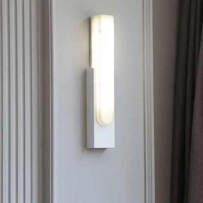 Modern white rectangular decorbites 7w led marble wall lamp with frosted glass diffuser emitting warm light
