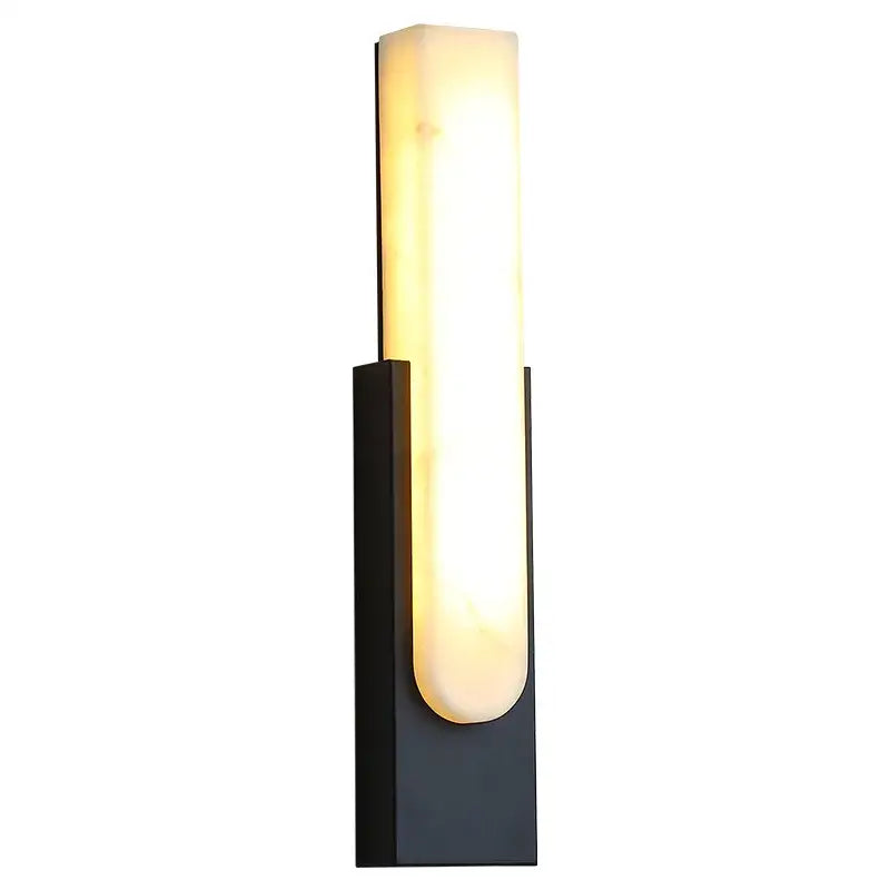 Modern black metal wall lamp with warm off-white glass diffuser decorbites 7w led marble wall lighting fixture