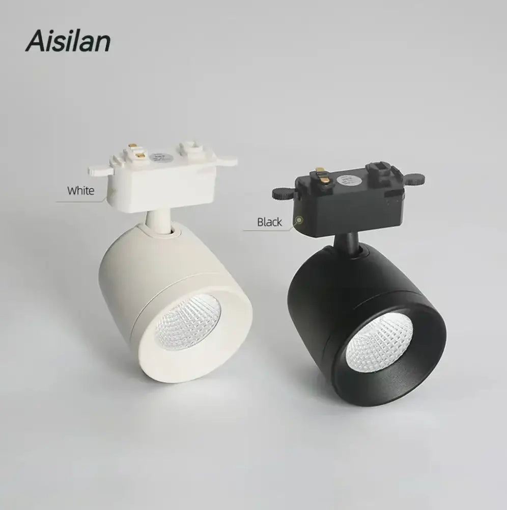 Aisilan decorbites 7w led track light spotlights in white and matte black with cylindrical led panel heads for living rooms