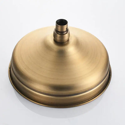 Decorbites 8 inch antique brass rainfall shower faucet head with brass brushed metal finish and central threaded socket