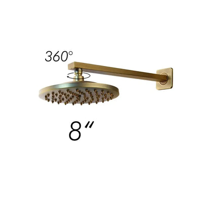 Decorbites 8 inch antique brass round shower faucet set with rainfall head 360-degree swivel shower faucet