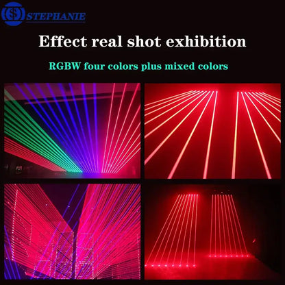 Decorbites™ 8-eye rgbw beam laser moving head light displaying vibrant rgbw beams for dj disco stage use