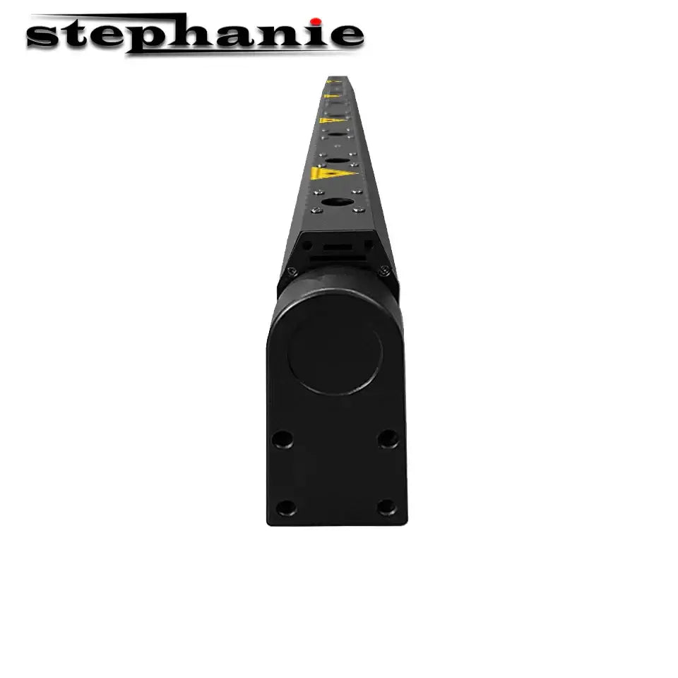 Black metallic telescopic extension bar with yellow warning labels for decorbites 8 eyes beam laser moving head light