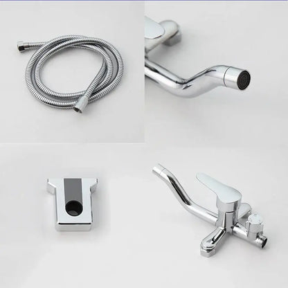 Chrome finished decorbites™ 8-inch bathroom rainfall shower set with adjustable height and handheld faucet in sleek design