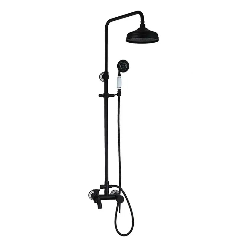 DecorBites™ 8 inch matte black shower faucet set with rainhead and handheld spray nozzle for modern bathrooms