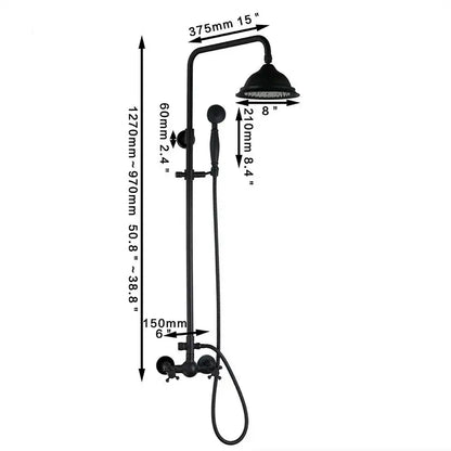 Decorbites™ 8 inch matte black shower faucet set with rainhead and handheld spray nozzle in black matte finish