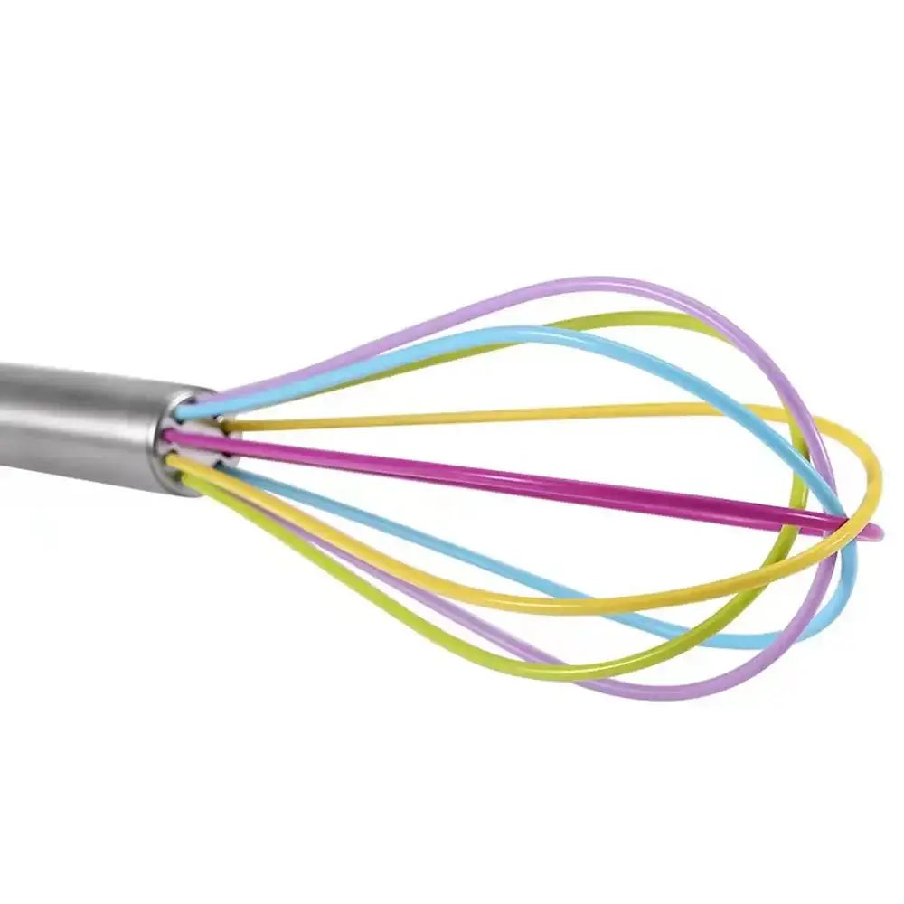 Decorbites™ 8-inch stainless steel silicone whisk mixer with colorful pastel wires for baking and cooking tasks