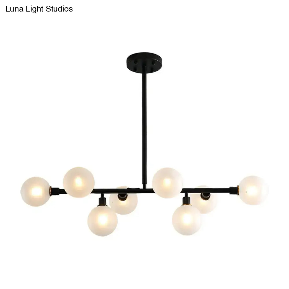 Decorbites™ 8-light black metal chandelier with frosted glass globe bulbs e26 e27 suitable for restaurants
