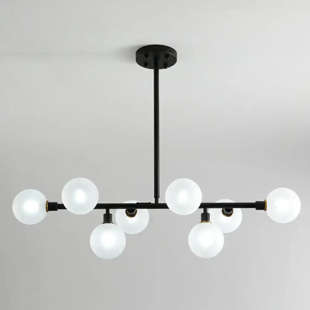 Decorbites™ 8-light black metal nordic chandelier with frosted glass globe bulbs compatible with e26 e27 sockets for restaurants