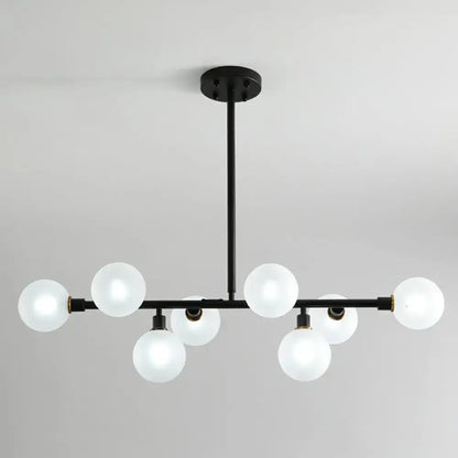 Decorbites™ 8-light black metal nordic chandelier with frosted glass globe bulbs compatible with e26 e27 sockets for restaurants