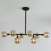 Black metal chandelier with multiple amber glass globe bulbs e26 e27 for DecorBites™ 8-light Nordic pendant lamp