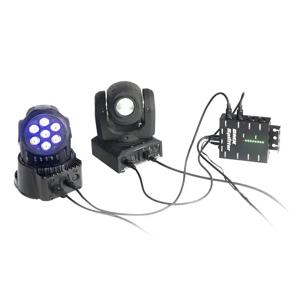Black led stage lights and decorbites 8-way dmx 512 optical splitter with green indicator lights for stage lighting