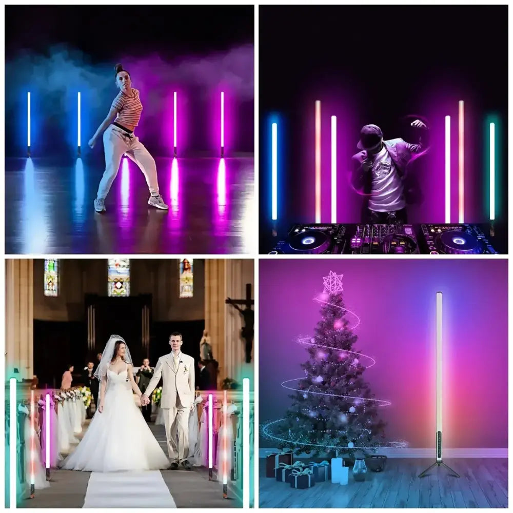 Vertical led lighting sticks by DecorBites™ 85cm with color-changing mood lighting and music mode for home party and bar use